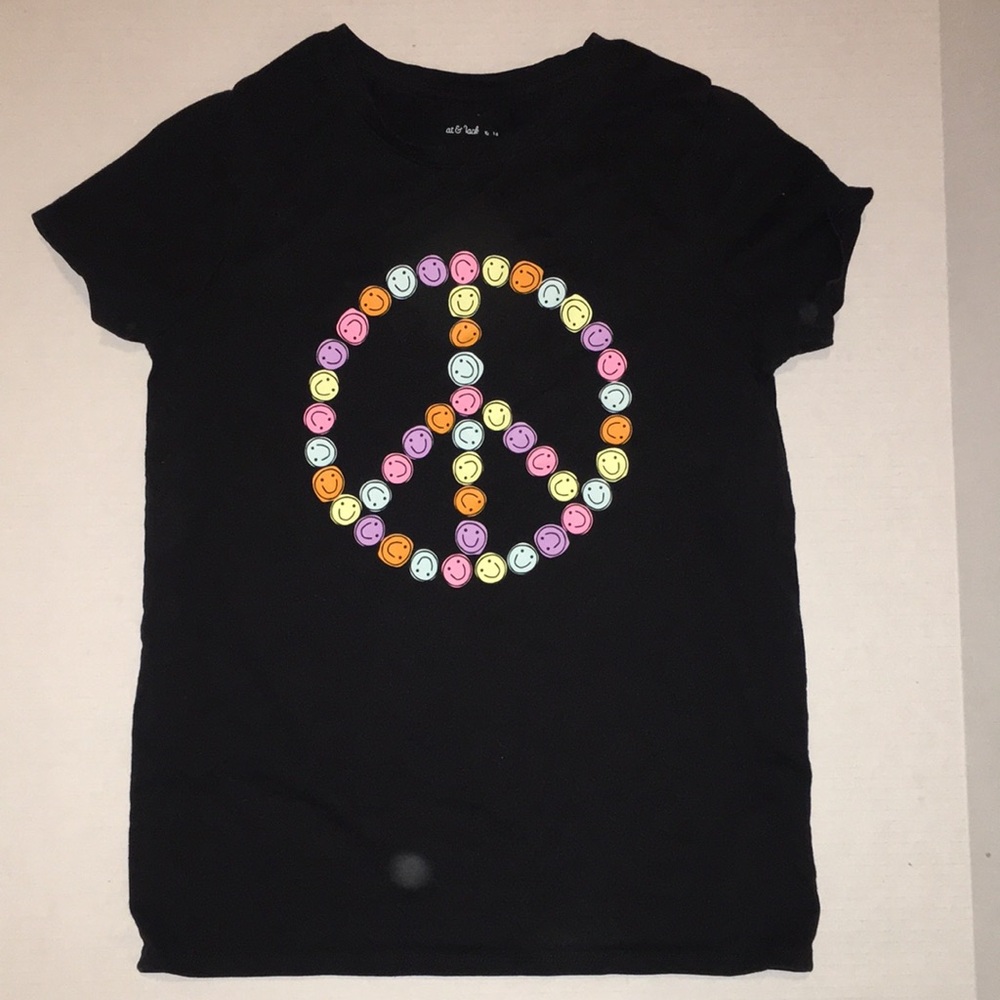 Kids Black Smile Peace Graphic Tee